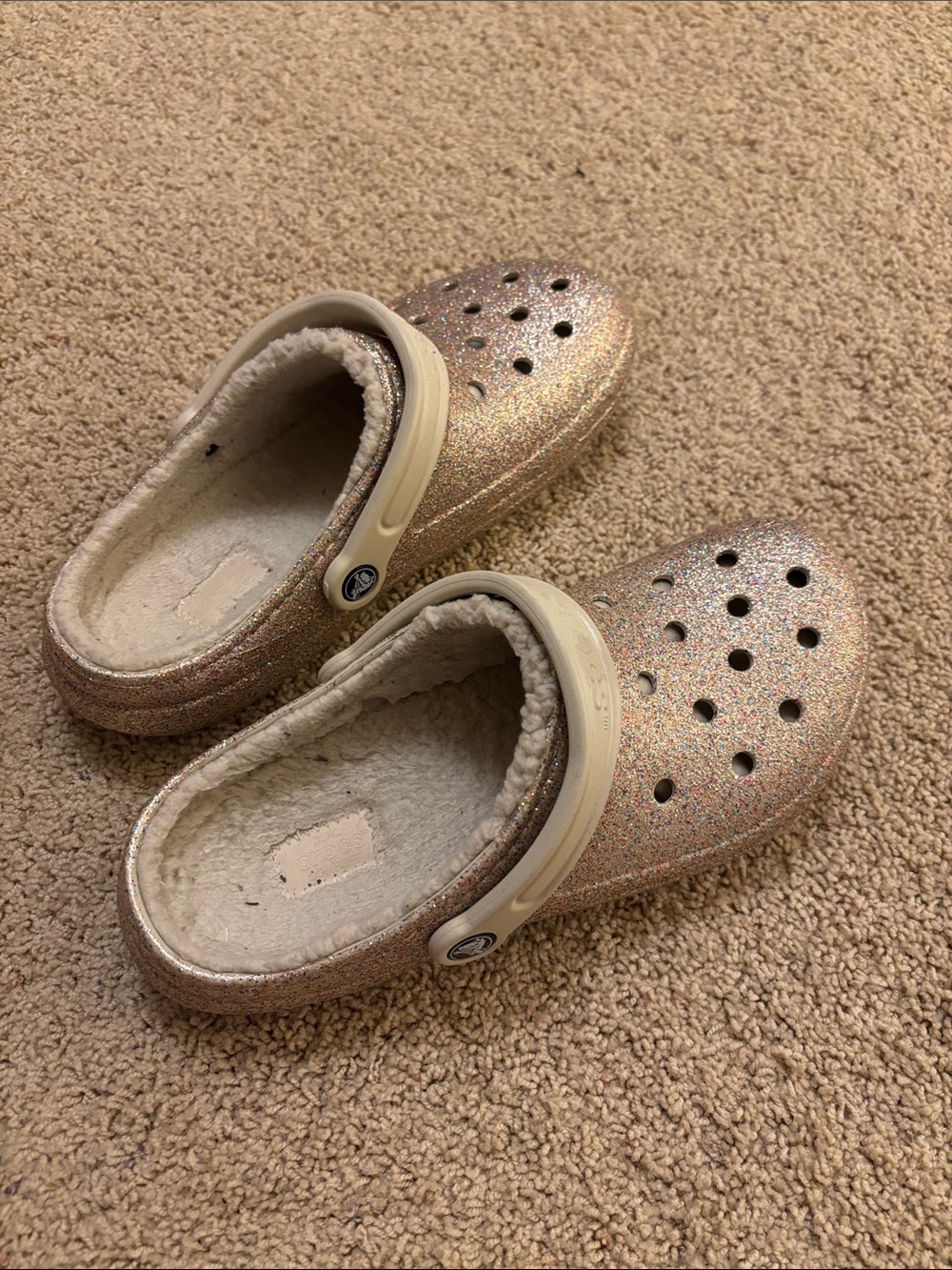 Glitter Lined Slip-On Clogs - Rose Gold